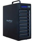 Heavy Duty 8 Bay Thunderbolt 3 Raid Enclosure Supporting Full Raid Arrays With 40 Gbps Bandwidth Dual Usb Type C Ports And Hot Swappable Trays, black chassis with hot swappable trays.