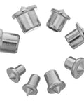 Silver metal marking pins from the Pro Grade 16 Pc Dowel And Tenon Center Drill Hole Tool Set For Woodworking Shop Ready Stability