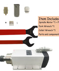 Parts included with 220V 6KW CNC Spindle Motor 18000RPM Square Body With ER32 Flange And Nut For Furniture Cutting Machine
