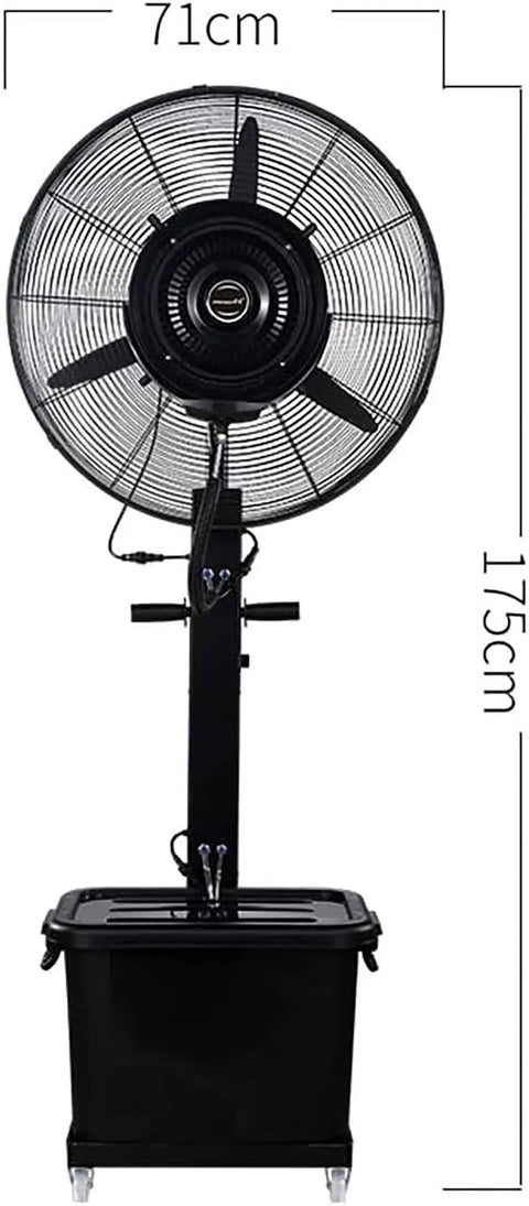 Heavy Duty Industrial Misting Fan With Fine Water Spray Delivers Straight Up Powerful Cooling For Outdoor Gyms And Greenhouses, 71cm diameter, 175cm height.