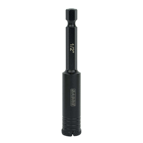 Sabre Tools 1/2 in diamond hole saw with hex shank, vacuum brazed diamond drill bit, black