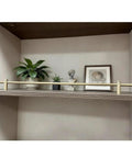 Premium Aluminum Shelf Brackets 15 Inch, 6 Pack Hella Durable Decorative Rails, supporting decor on a wooden shelf.