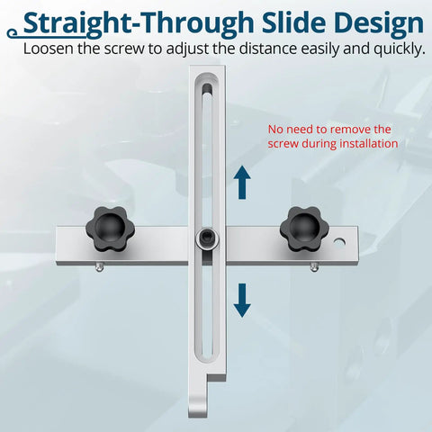Badass Table Saw Alignment Gauge With Digital Dial Indicator Fits 3 4 Inch Miter Slot showing straight-through slide design for easy adjustments.