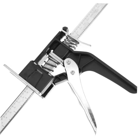 Solid Grip Handheld Leveling Jack Pair Multi Purpose Tile Lifter And Cabinet Adjuster showcasing compact steel frame with scale gauge.