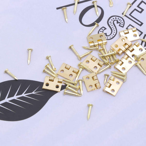 Mini Brass Cabinet Hinges For 1 To 12 Dollhouse Furniture With 48 Screws, 12 Pcs Durable DIY Closet Hinges, Small Hinges Open To 10 By 8 Mm