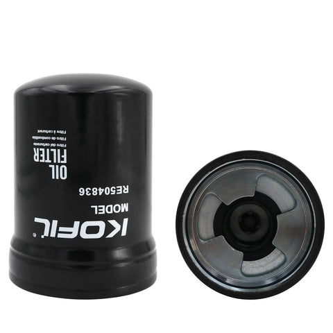 Six Pack Engine Oil Filter Kit For John Deere Tractors 5415 5425 5625 5076E Replaces LF16243 RE507522 RE502513 B7322 P550779 57750 High Efficiency 99 Percent Filtration And 20000 Mile Durability, black oil filter with product code RE504836
