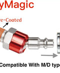 Pro Grade 1/4 Inch Swivel Air Plug Set 6 Pack Steel Red Swivel Air Hose Fittings NPT Male Threads Pre Coated With Sealing For Leak Free Connections Up To 300 PSI High Pressure Keeps Hoses Stable At Any Angle, red steel swivel air plug with pre-coated threads