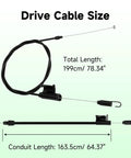 Drive Cable 946-04728A OEM Replacement For Lawn Mower 6HP Briggs Stratton Engines Compatible With Troy Bilt TB200 Craftsman M210 Yard Machines And More, 78.34 in total length, 64.37 in conduit