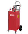 Bad Boy 35 Gallon Portable Gas Caddy With Rugged Wheels And Slick Manual Siphon Pump Plus Long Hose For Fast Diesel Or Gasoline Transfers