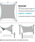 Rectangular 10x20 Shade Sail In Sand Color For Outdoor Patio Garden Deck Backyard Deck Ready UV Blocking Breathable Canopy Customizable Rust Resistant Stainless Steel D Rings Premium 185GSM Poly Fabric With Curved Edge Design installation diagram
