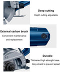 Pro Grade Stone Cutting Machine Featuring A Hella Powerful 1400 Watt Motor And Rapid 13200 RPM Speed for deep cutting, carbon brush, and durable base.