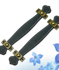 Vintage Leather Look PU Peel Handle Drawer Pulls For Cabinets And Luggage 7.48 Inch Black 2 Pack Durable PU Leather Finish