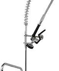 Go To Workhorse Commercial Kitchen Faucet With Sprayer And Pre Rinse 47 Inch Reach 12 Inch Swing Spout 8 Inch Center Wall Mount