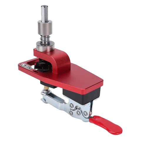 Rock Solid 35Mm Concealed Hinge Drilling Jig With Quick Grip Positioning For Cabinet Installation And Furniture Assembly Machined From Heavy Duty Aluminum Alloy, red design, precision tool for accurate drilling.