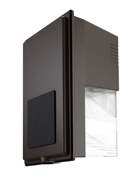Outdoor LED Wall Pack Light With Dusk To Dawn Photocell, 5000K Daylight, 120-277V, bronze finish, side view