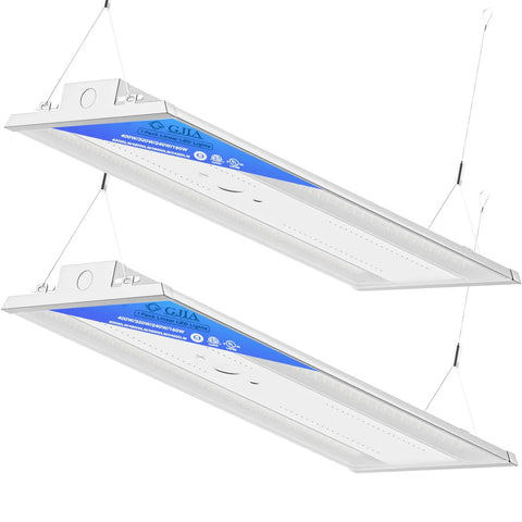 Adjustable Wattage High Bay LED Shop Light 4FT 2 Pack Beastly Bright Performance, 400W 320W 240W 160W, hanging installation