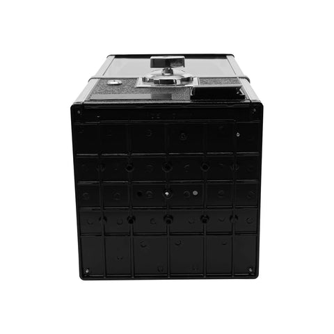 Kickass Heavy Duty Coin Vending Machine For Big Capsules, built like a tank, black metal body with secure lock mechanism.