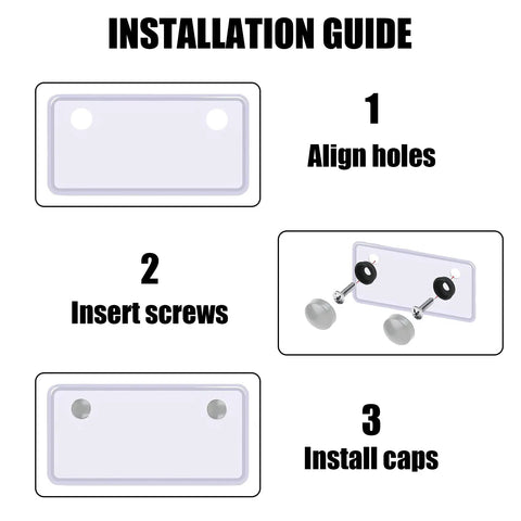 Installation guide for Tough As Nails Eight Pack Silver License Plate Screw Caps Durable Plastic Bolt Covers.