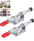 Heavy Duty Push Pull Toggle Clamp Set For Woodworking And Welding Jigs, 2 Pack Hand Tool Clamps with red handles