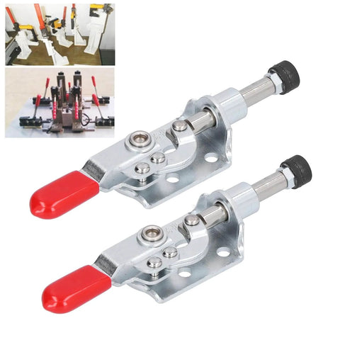 Heavy Duty Push Pull Toggle Clamp Set For Woodworking And Welding Jigs, 2 Pack Hand Tool Clamps with red handles