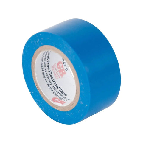 Blue GTPC 550 Electrical Tape, half inch by twenty feet, pro grade durable flame retardant PVC, UL listed for 600V wiring.