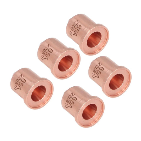 Top Tier 220819 Plasma Electrode Tip Brass Nozzle Set For PMX 65 85 105 Cutters Fits 45A 65A Range set of five brass tips.