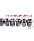 Premium High Precision 65Mn Spring Collet Set For CNC Milling And Engraving Machines With Tight Runout Tolerance Under 0.008mm, 6PCS, sizes from 10 to 20mm.