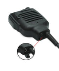 Close-up of Hands Free Speaker Microphone For Kenwood Radios NX And TK Series Remote Shoulder Mic showing connector detail.