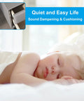 165Pcs Clear Self Adhesive Bumpers Set used in drawers with sleeping baby, demonstrating noise dampening and cushioning, silicone rubber.