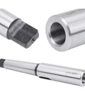 Three-piece silver lathe taper-sleeve adapter set: hex-end adapter, threaded sleeve, MT3-MT2 shaft