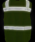 Kickass Class Two Surveyors Safety Vest Featuring Sleek Camo Lower Panel And Striking Reflective Taping Built From Zero Sweat Polyester Mesh For Daily Crew Grind Or Weekend Wild Hunt Ready Setup In Large showing the back with reflective stripes.