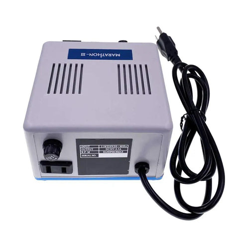 Multipurpose Micro Motor With Foot Pedal Control System, gray compact unit, vented top, power cord attached, for crafting projects