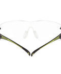 Straight Up Tough Prescription Safety Glasses With Plus Two Point Zero Diopter Reading Aid And Anti Scratch Anti Fog Clear Coating front view with black and lime green accents.
