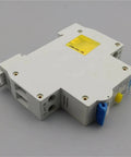 32 Amp Single Pole Plus Neutral Circuit Breaker Designed For Standard Home Panels That Snaps Right Into Place And Provides Hella Top Tier Ground Fault Surge Protection With Zero Hassle, side view showing details.