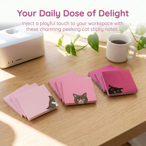 Black Cat Sticky Notes 3 By 3 Inch Set Stick Like Crazy For Back To School And Office Use Self Stick Memo Pads on desk