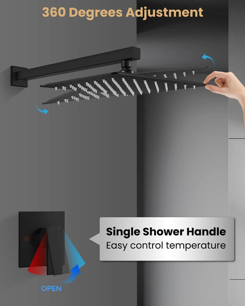 Built Tough 10 Inch Matte Black Shower Faucet Set Featuring Solid Brass Shower Valve Kit And Rust Resistant Stainless Steel Arms For Easy Install And A Smooth Daily Shower Experience Anytime