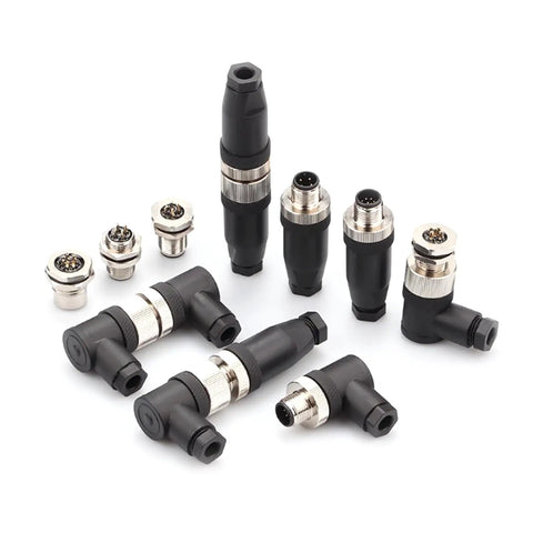 M12 5 Pin Right Angle Field Wireable Connector A Coding Circular IP67 Sensor Connector For PG7 Cable 12mm Brass Contacts