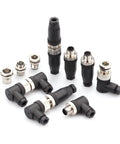 Assorted M12 4 Pin Female Connector D Code IP67 Waterproof Right Angle Industrial Circular Sensor Connectors for PG7 Cable