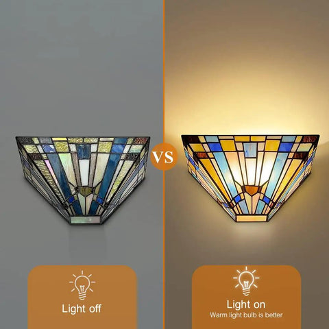 Dope Stained Glass Tiffany Style Wall Sconce Two Light Fixture 12 Inch Wide Green And Blue Vintage Vibe Lamp For Hallway Staircase Bedroom Home Office Cinema