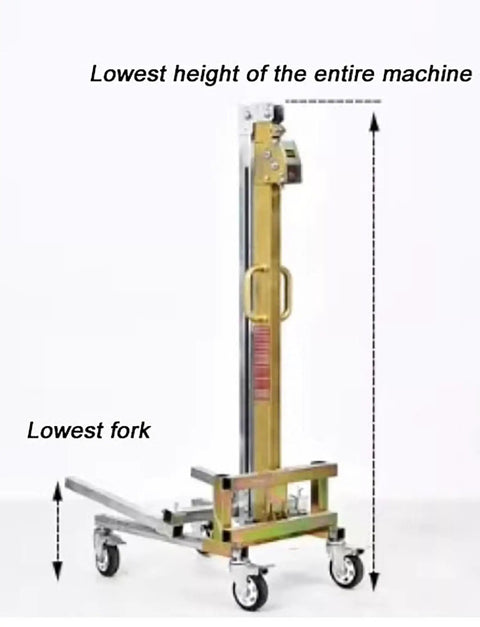 Heavy Duty Manual Pallet Stacker With No Sweat Hand Crank Lever, 80Kg Capacity Foldable Galvanized Steel Forklift For Warehouse Garage Jobs, 210Cm Lift Height