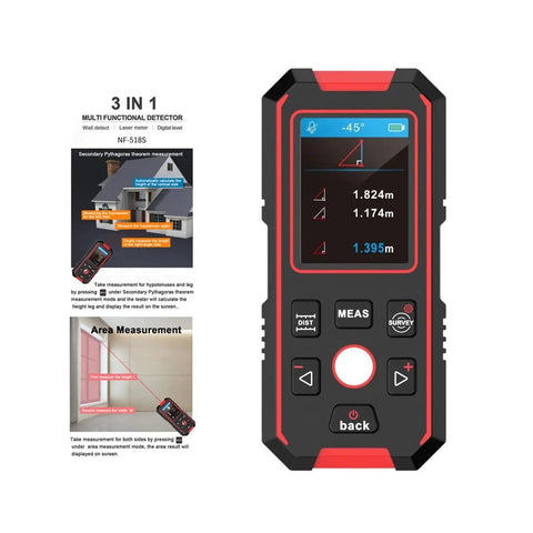 Built Tough 3 In 1 Stud Finder Wall Scanner with LCD, measuring area and laser features for accurate home renovations.