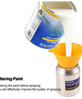 Heavy Duty Suction Feed Air Spray Gun With Nickel Plated Body For Latex Enamel And Stains Includes Filter Cleaning Kit For Knockout Slick Coats On Quick Weekend Shop Jobs pouring white paint into a funnel.