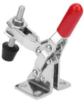 Heavy Duty Vertical Toggle Clamp Quick Release Handle For Welding With Rust Proof Zinc Plated Steel And Easy Swivel Grip For Rough Job Sites Solid Lockdown No Sweat Setup Guaranteed, close-up view.