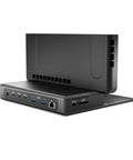 Legit Thunderbolt 5 MacBook Docking Station with multiple ports in sleek black design for enhanced connectivity.
