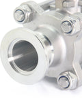 QiiMii stainless steel 304 vacuum ball valve KF-25 clamp, front close-up view