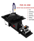 Heavy Duty Badass 1850W Portable Table Saw Station Built Tough For Knockout Jade Cutting Carving And Polishing Smooth All In One Multifunction wood tool with five piece kit featuring saw blade and rotary tool.