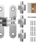 Invisible Cabinet Door Hinges 4 Pack Concealed 180 Degree Hinges for Frameless Cabinets Completely Hidden When Closed