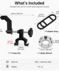 Slick Portable Bike Wheel Truing Stand, Precision Spoke Adjuster For MTB And Road Cycles, compact tool set dimensions with truing tool and spoke wrench.