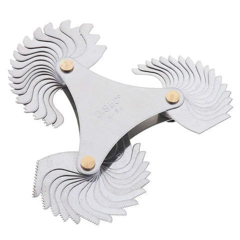 60 Degree Thread Pitch Gauge Set In Stainless Steel For US Specification, Locking V Slot Measuring Tool With Blades, Covers 4, 4.5, 5, 5.5, 6 Pitch, Ideal For Metalworking Lathe Tools And Industrial Measurement