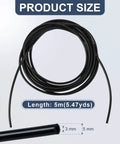 16.4 Ft Black Silicone Vacuum Hose 1/8 Inch Internal Diameter 3 mm And 3/16 Inch Outer Diameter 5 mm coiled with measurements